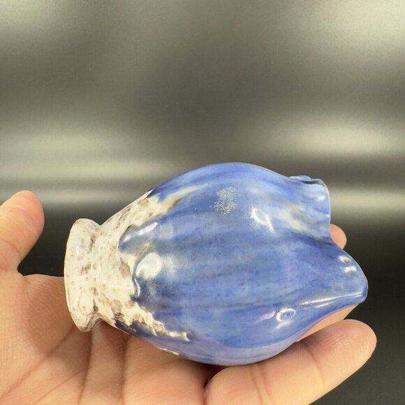 Italian Art Pottery Small Pitcher Creamer Drip Glaze Folded Edges Specked Inside - Picture 12 of 16